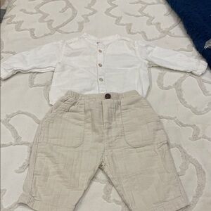 Zara Kids White and Beige Matching Set